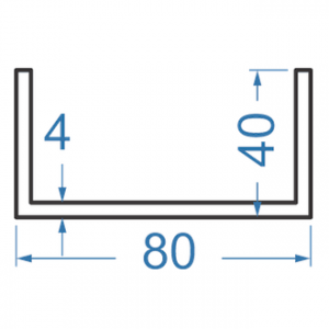 Швелер алюмінієвий 80x40x4